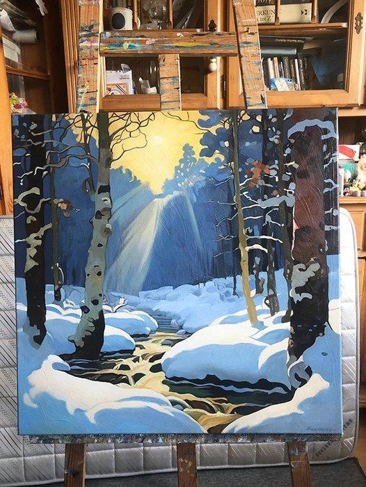 Bondero - Moonlit evening in the Forest, Antiek en Kunst, Kunst | Schilderijen | Modern