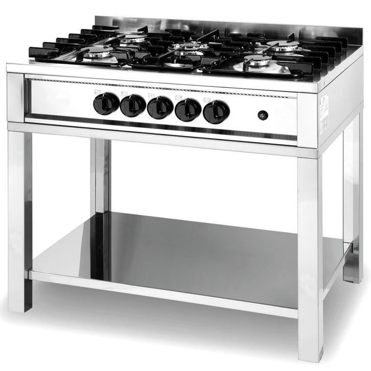 Fornuis | Aardgas | 5 Branders (14.3kW) | 230V | Open, Zakelijke goederen, Horeca | Keukenapparatuur, Nieuw in verpakking, Verzenden