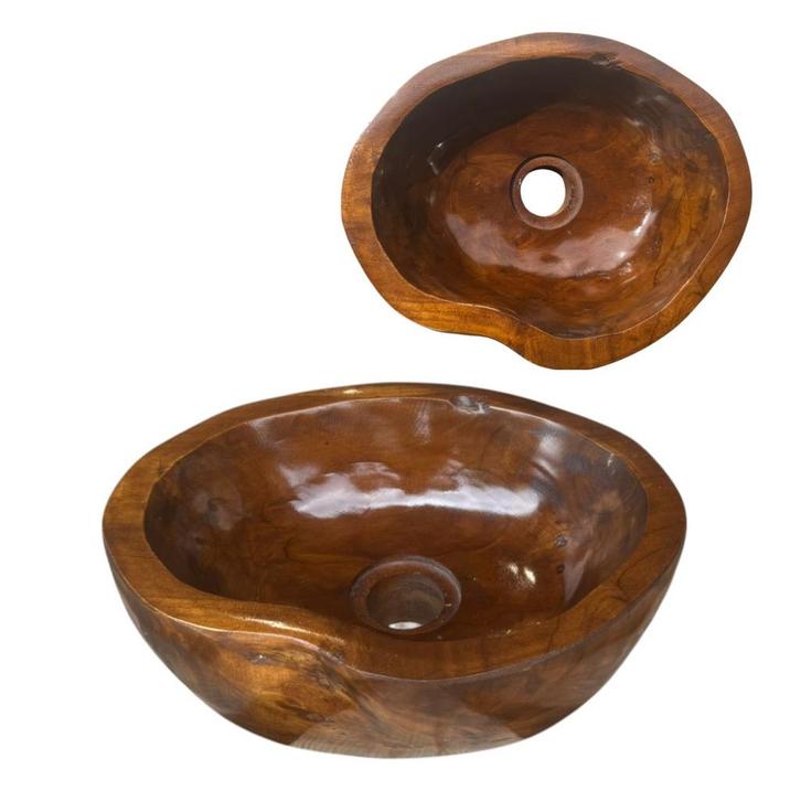 Lendo Online Waskom Ovaal 30x25x12 cm Teakhout Bruin, Doe-het-zelf en Bouw, Sanitair, Nieuw, Verzenden