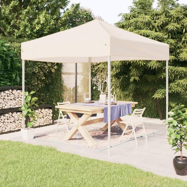 vidaXL Partytent inklapbaar 3x3 m crèmekleurig, Tuin en Terras, Partytenten, Nieuw, Verzenden