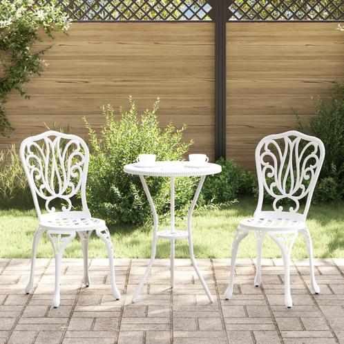 vidaXL 3-delige bistroset voor in de tuin - witte, Tuin en Terras, Tuinsets en Loungesets, Nieuw, Verzenden