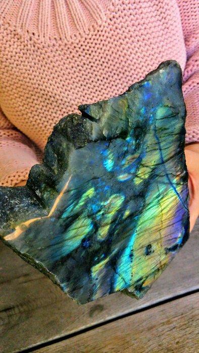 labradoriet Zeldzaam goud + turquoise + violet kleuren -, Antiek en Kunst, Curiosa en Brocante