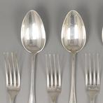 Delheid Frères, Dessertbestek Art-Nouveau - Bestekset (12), Antiek en Kunst