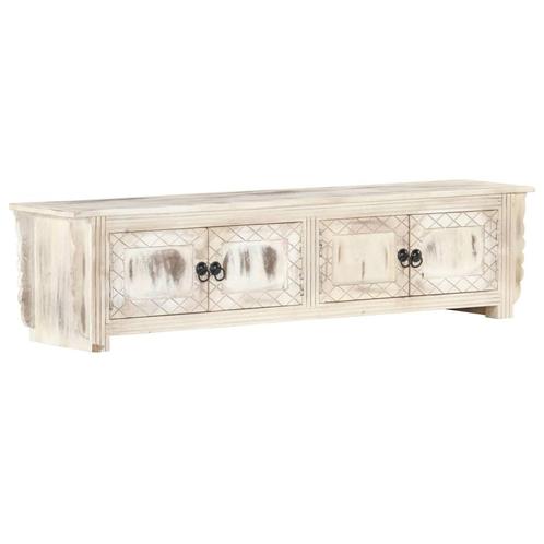vidaXL Tv-meubel 140x30x35 cm massief mangohout wit, Huis en Inrichting, Kasten |Televisiemeubels, Nieuw, Verzenden