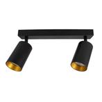 Moderne plafond spot dubbel zwart/goud Opbouw 2x GU10, Huis en Inrichting, Lampen | Overige, Verzenden, Nieuw, Modern