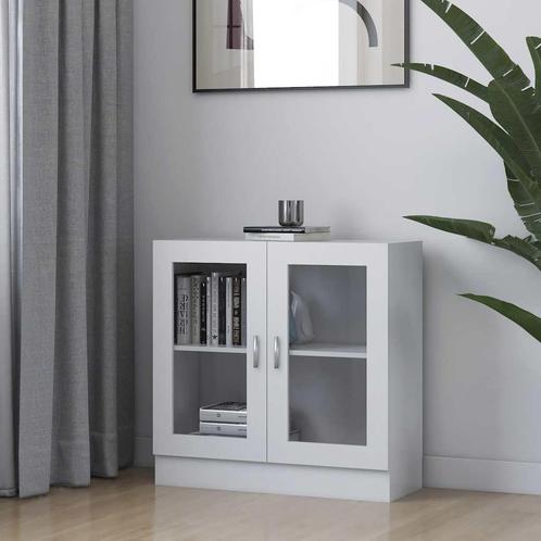 vidaXL Vitrinekast 82,5x30,5x80 cm bewerkt hout wit, Huis en Inrichting, Kasten | Boekenkasten, Nieuw, Verzenden