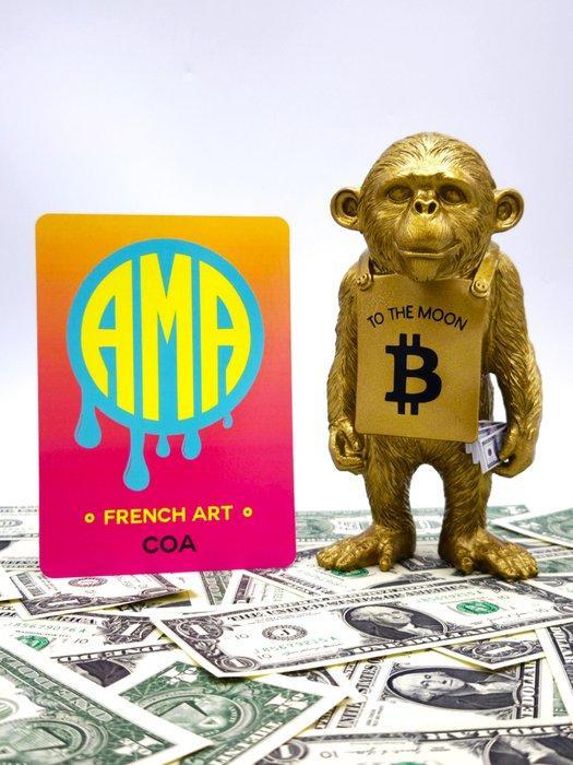 AMA - Bitcoin to the moon Chimp - Banksy & Bitcoin, Antiek en Kunst, Kunst | Designobjecten