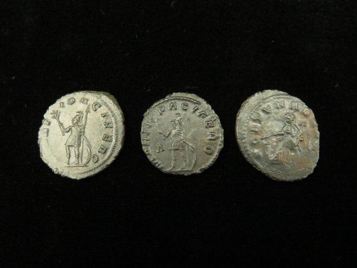 Oud-Romeins Brons Munt - Gallienus (3x) - 2.2 cm, Antiek en Kunst, Antiek | Overige Antiek