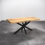 Boomstamtafel, Eettafel 250x60 massief hardhout, metaalpoot, 200 cm of meer, 50 tot 100 cm, Nieuw, Robuust Modern