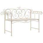 vidaXL Tuinbank 132 cm metaal antiekwit, Tuin en Terras, Verzenden, Nieuw
