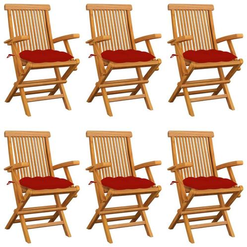 vidaXL Chaises de jardin avec coussins rouge lot de 6, Jardin & Terrasse, Ensembles de jardin, Neuf, Envoi