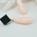 Koraal - Zilver, Verguld - Oorbellen - Onyx en roze koraal, Antiquités & Art