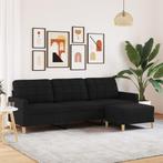 vidaXL Driezitsbank met voetenbank 210 cm stof zwart, Verzenden, Nieuw