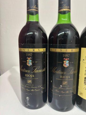 1987 (2x) Martínez Lacuesta Reserva 1985, (x2) Beronia 1980,