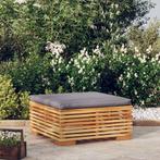 vidaXL Tuinvoetenbank met donkergrijs kussen massief, Tuin en Terras, Verzenden, Nieuw
