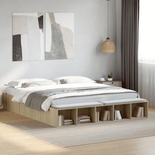 vidaXL Bedframe bewerkt hout sonoma eikenkleurig 180x200 cm, Huis en Inrichting, Slaapkamer | Bedden, Nieuw, Verzenden