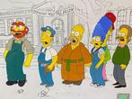 The Simpsons - Original animation cel of Homer, Marge, Ned,, Nieuw in verpakking