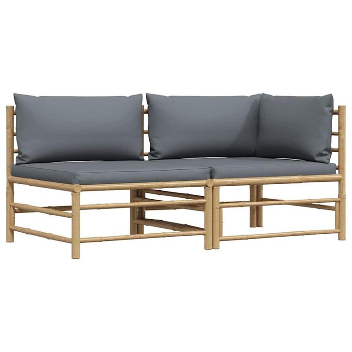 Donkergrijs Loungeset Bamboe | Retour Deal | Nu 40% Goedk..., Tuin en Terras, Tuinsets en Loungesets, Bank, Nieuw, Overige materialen