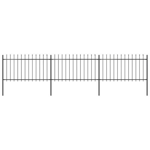 vidaXL Tuinhek met speren bovenkant 5,1x1 m staal zwart, Tuin en Terras, Tuinhekken en Hekwerk, Nieuw, Verzenden