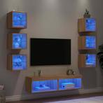 vidaXL 8-delige Tv-wandmeubelset met LED bewerkt hout sonoma, Huis en Inrichting, Verzenden, Nieuw