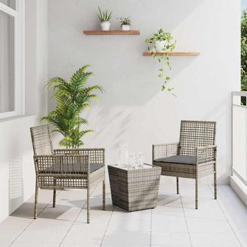 vidaXL Tuin Bistro Set 3 pcs Grijs Poly rattan, Verzenden
