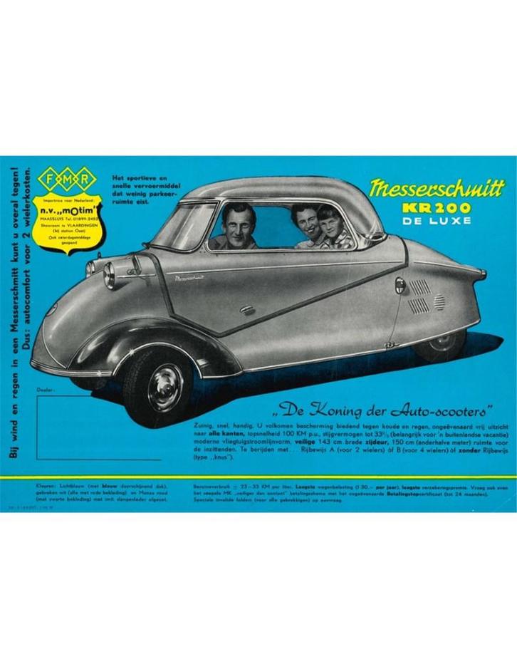 1964 MESSERSCHMITT KR 200 DELUXE LEAFLET NEDERLANDS, Boeken, Auto's | Folders en Tijdschriften