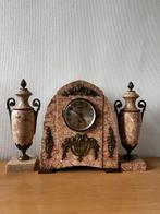 Klok en garnituur set  (3) - UCRA -  Art Deco Brons, Glas,, Antiek en Kunst, Antiek | Klokken