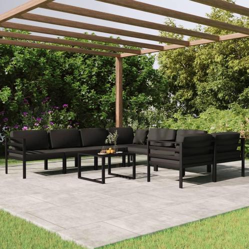 vidaXL 9-delige Loungeset met kussens aluminium, Tuin en Terras, Tuinsets en Loungesets, Loungeset, Nieuw, Verzenden