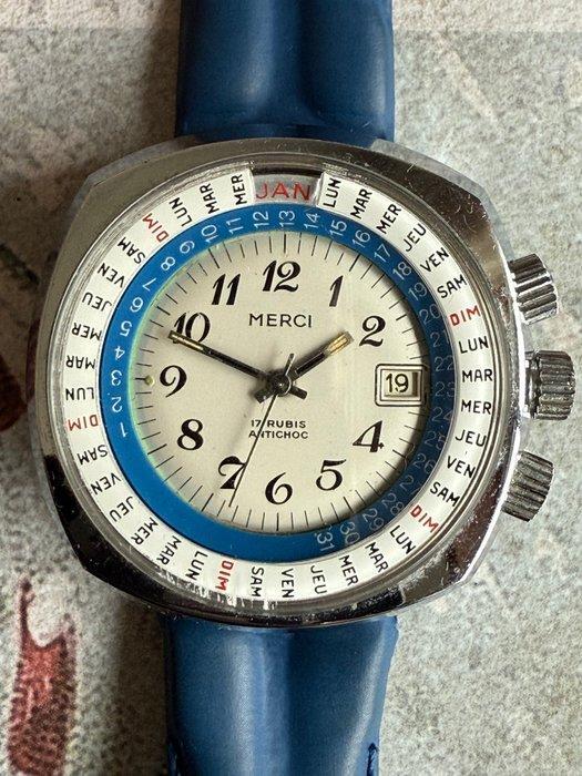 Merci - Vintage “Calendar Bezel” Triple Crown Jumbo - Zonder, Handtassen en Accessoires, Horloges | Heren