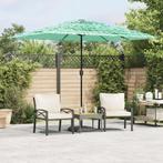 vidaXL Parasol met stalen paal 300x200x250 cm groen, Tuin en Terras, Verzenden, Nieuw