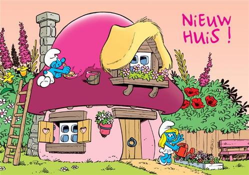 De Smurfen Nieuw Huis Postkaart, Verzamelen, Stripfiguren, Ophalen of Verzenden
