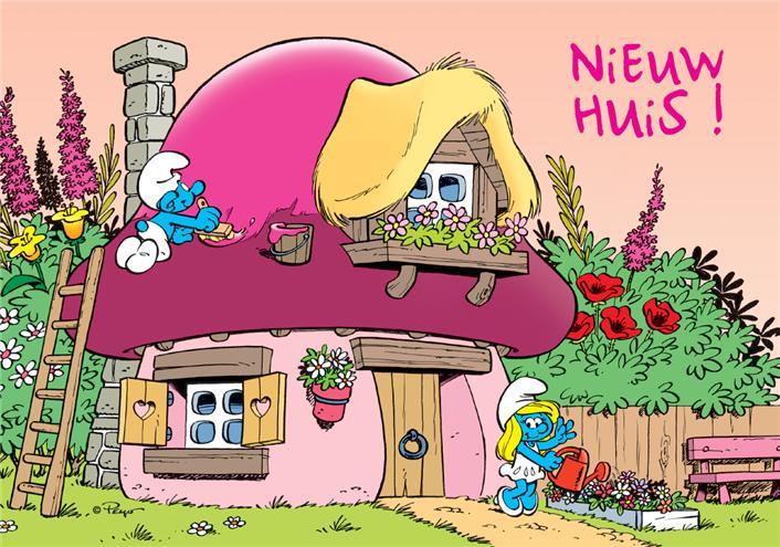De Smurfen Nieuw Huis Postkaart, Verzamelen, Stripfiguren, Ophalen of Verzenden