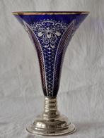 Vaas -  Cobalt blauwe vaas met emaille beschilderd en, Antiek en Kunst