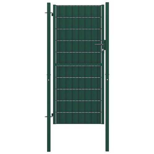vidaXL Portail de clôture PVC et acier 100x124 cm Vert, Jardin & Terrasse, Portes de jardin, Neuf, Envoi