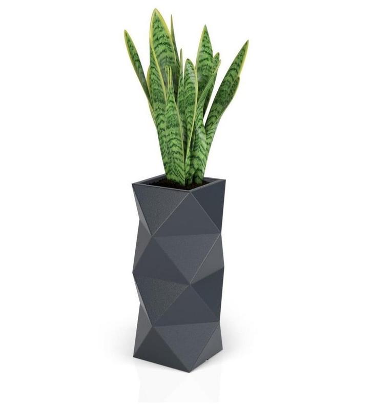 Hoge Bloempot Monumo Asti - Antraciet - Tweede Kansje - O..., Tuin en Terras, Bloempotten, 70 cm of meer, 25 tot 40 cm, Vierkant