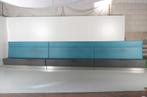 Frontseat treinbank, blauw / antraciet, 630 x 65 cm, 3 delen, Maison & Meubles, Chaises, Ophalen of Verzenden