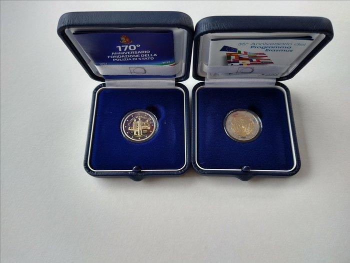 Italië. 2 Euro 2022 Polizia di Stato + Erasmus (2, Postzegels en Munten, Munten | Europa | Euromunten