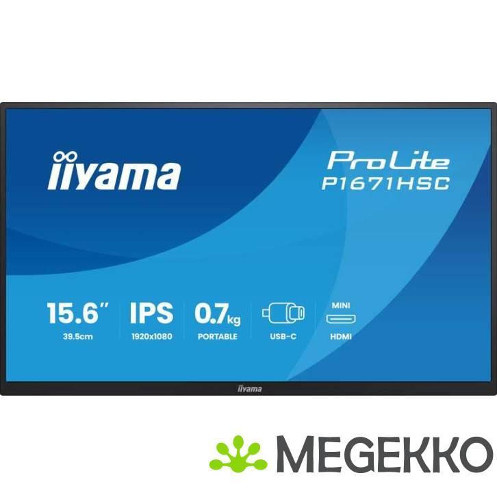 Iiyama P1671HSC-B1 15,6  Draagbare IPS USB-C monitor, Computers en Software, Overige Computers en Software, Nieuw, Verzenden