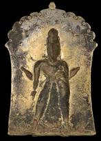 Hindu Messing Plaque met Godheid en Bedienden, Antiek en Kunst
