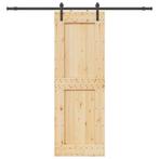 vidaXL Schuifdeur met beslag 80x210 cm massief grenenhout, Doe-het-zelf en Bouw, Verzenden, Nieuw