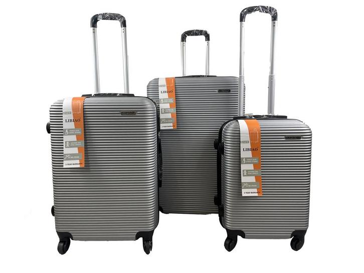 Libiao  Kofferset 3 Delig - 85l &  50l & 30l -  Zilver Grijs, Handtassen en Accessoires, Koffers, Ophalen of Verzenden