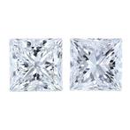 2 pcs Diamant  (Natuurlijk)  - 1.41 ct - Carré - F, G - VVS2, Nieuw