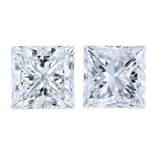 2 pcs Diamant  (Natuurlijk)  - 1.41 ct - Carré - F, G - VVS2, Handtassen en Accessoires, Edelstenen