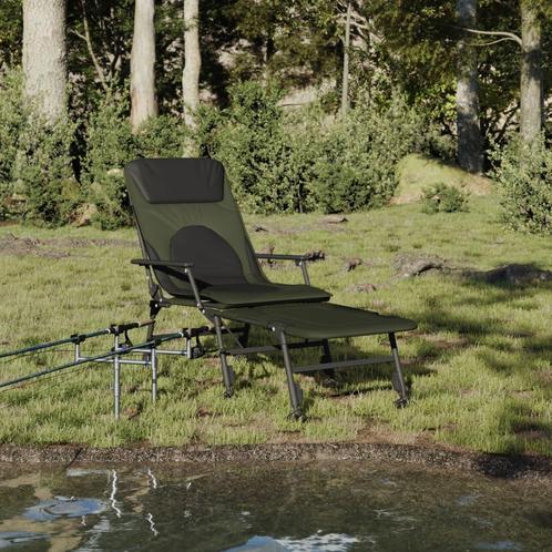 vidaXL Visbed met verstelbare modderpoten inklapbaar groen, Tuin en Terras, Ligbedden, Nieuw, Verzenden