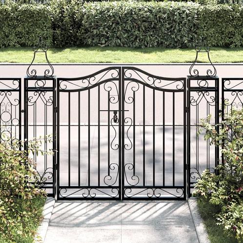 vidaXL Poort 121x8x100 cm smeedijzer zwart, Tuin en Terras, Tuinpoorten, Nieuw, Verzenden