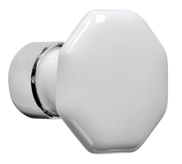 Meubelknop Octo porselein 34mm wit/glans nikkel, Huis en Inrichting, Woonaccessoires | Overige, Nieuw