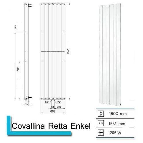 Handdoekradiator Covallina Retta enkel 1800x602mm Aluminium, Doe-het-zelf en Bouw, Sanitair, Bad, Nieuw, Ophalen of Verzenden