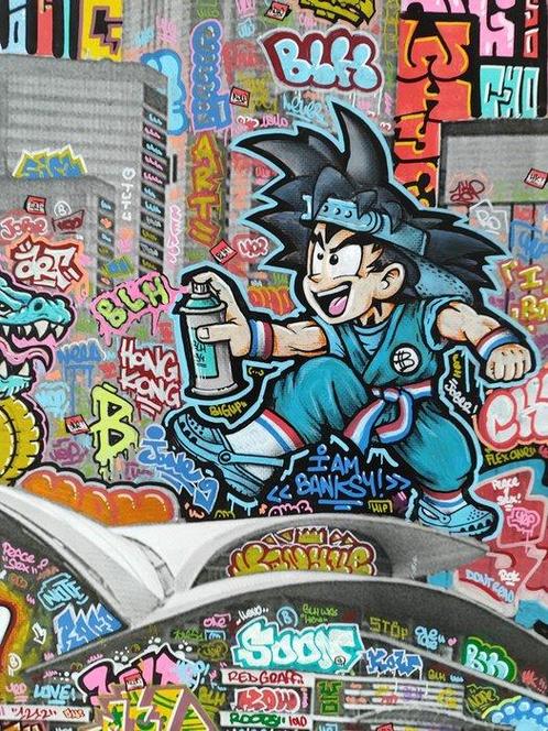 BLACH (Maxime Blachère ) - Hong Kong Mario et Sangoku, Antiek en Kunst, Kunst | Schilderijen | Modern