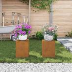 vidaXL Plantenstand 2 pcs Roestig 24 x 24 x 35 cm, Verzenden, Nieuw