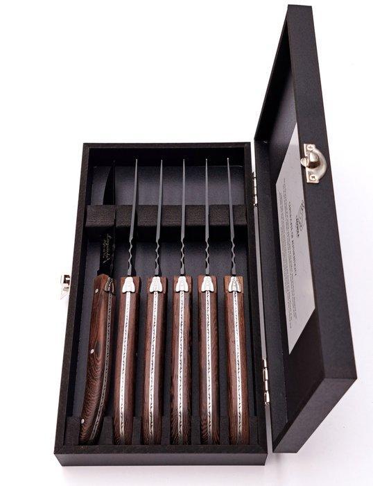 Laguiole - 6x Luxury Steak Knives - Wengé Wood - style de -, Antiquités & Art, Antiquités | Ustensiles de cuisine